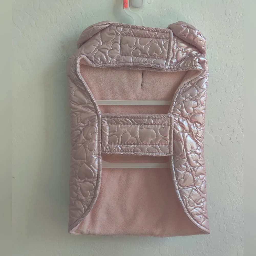 🆕 Pet Spirit Quilted Heart Metallic Pink Dog Winter Coat_Medium